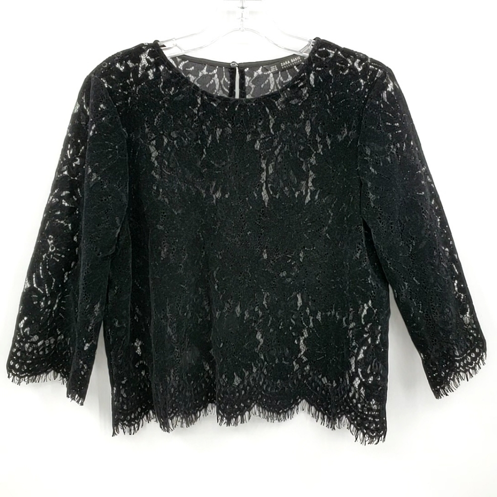 Zara Floral Velvet Lace Top